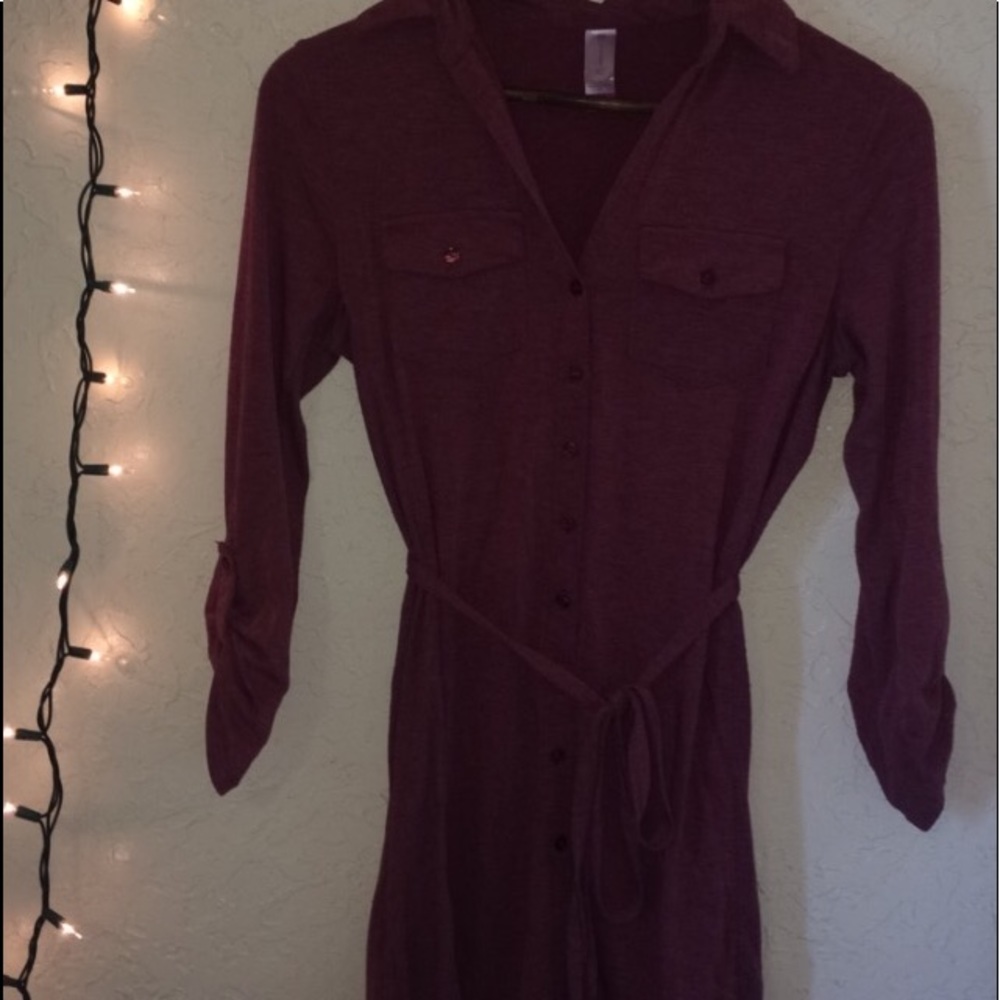 cute rustic red button up dress